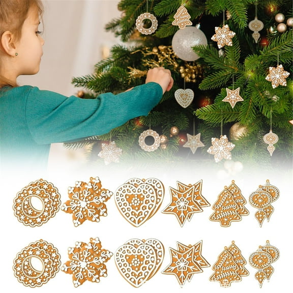 SMKE 24 Pcs Gingerbread Cookie Ornaments Cookie Christmas Tree Ornaments Bulk Gingerbread Christmas Tree Decorations Rustic Hanging Decor For Xmas Indoor Home