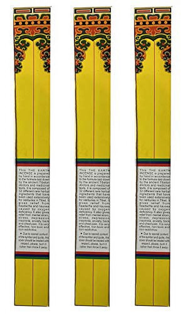 Tibetan Earth Incense, 8.5" Length - 3 Packs, 30 Sticks Per Pack