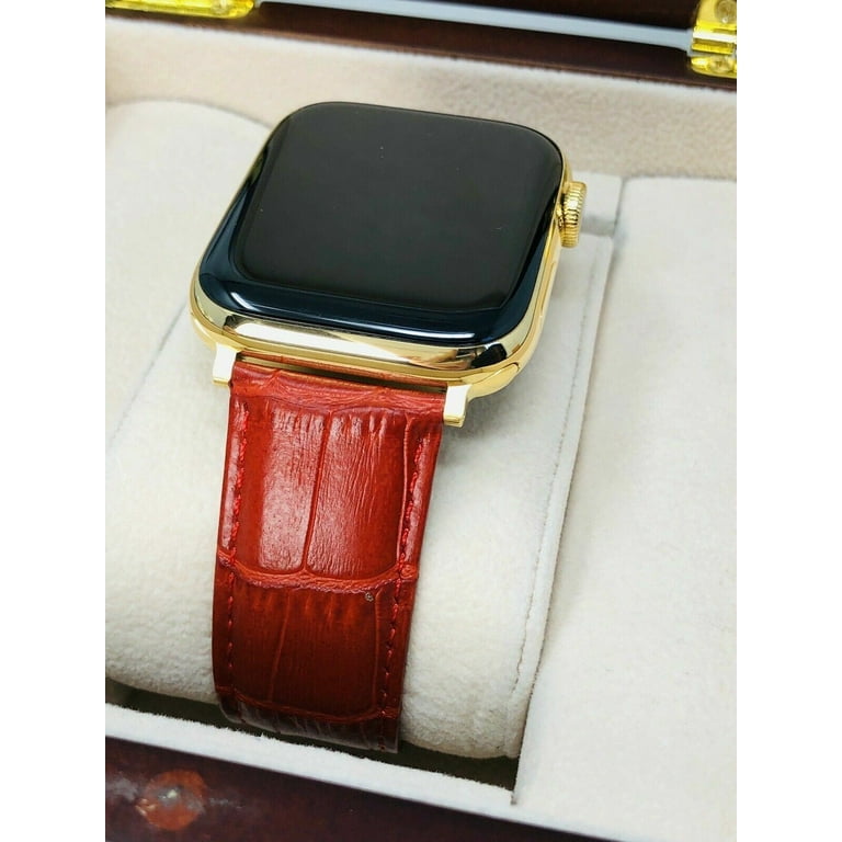 Gold apple watch with hotsell red band