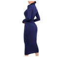thumbnail image 2 of Gibobby Vestido de punto trenzado Vestido largo de cuello delgado de moda para mujer Vestido de manga larga de color(Azul oscuro,M), 2 of 5
