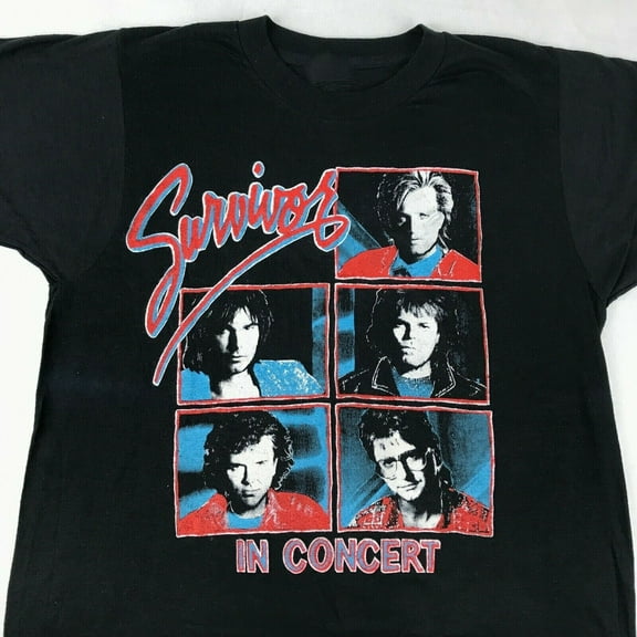 Vintage Survivor Band Music Tour Cotton Black Full Size Unisex Shirt BT022