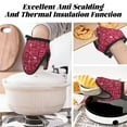 thumbnail image 3 of pink square Oven Mitts Heat Resistant - Soft Lining Silicone Mini Oven Mitts with HangingLoop, Kitchen Oven Gloves Heat Resistant 500℉ for Cooking Baking Microwave, 3 of 7