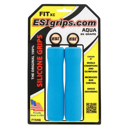 E.S.I., Fit XC, Grips, 130mm, Aqua, Pair