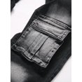 thumbnail image 6 of Reppunk Men's Vintage Gradient Black Multi-Pocket Cargo Stacked Flare Jeans, Two-Tone Washed Utility Slim Bootcut Denim Pants, Streetwear Business Casual Daily Commute Trousers, 6 of 7