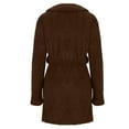 thumbnail image 4 of successthop Womens Plus Size Robe for Winter Two Side Fleece Fuzzy Pajamas Belted Collar Bathrobe with Pocket Brown XL, 4 of 5
