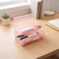 thumbnail image 7 of Double Layer Pencil Box, Large Capacity Plastic Hard Crayon Box, Durable Plastic Clear Marker Organizer with Snap Lid, Stackable Storage Boxes (Pink, 8''X5''X2''), 7 of 7