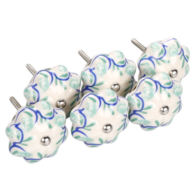 6 x Hand Painted Ceramic Knobs Cabinet Drawer Wardrobe Cupboard Pull Handles #5