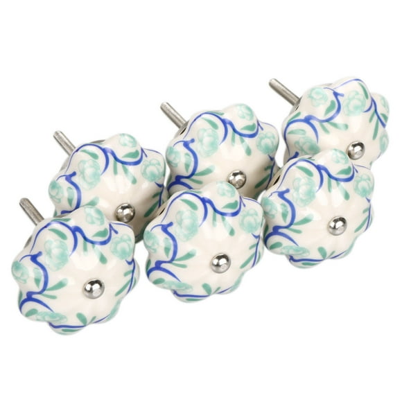 6 x Hand Painted Ceramic Knobs Cabinet Drawer Wardrobe Cupboard Pull Handles #5