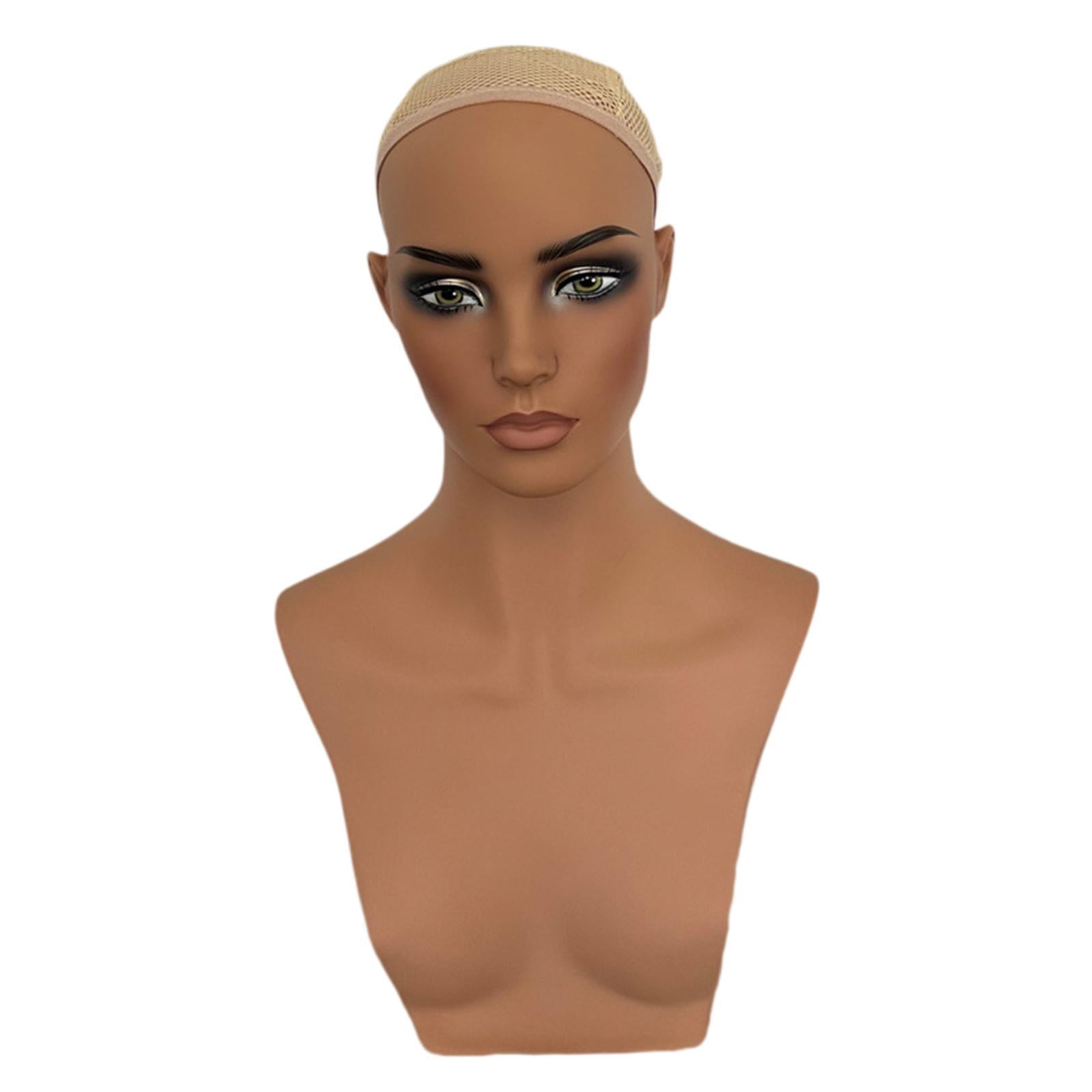 Gazechimp Mannequin Head Head Circumference 53cm Holder for Earrings Hat Jewellery with Shoulder