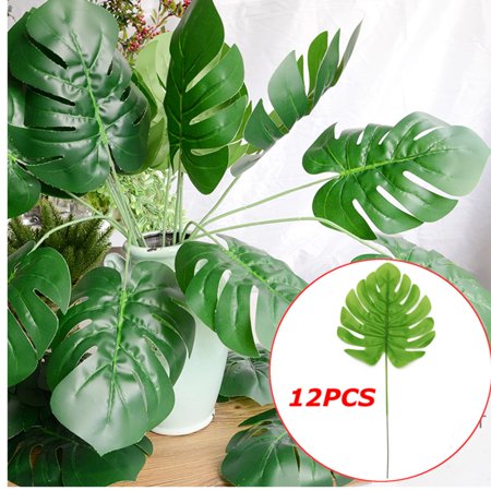 Branch Decor Aimeeli 12Pcs Artificial Turtle Leaf Palm Fern Plant Tree Branch Green Wedding Decor Bush ()