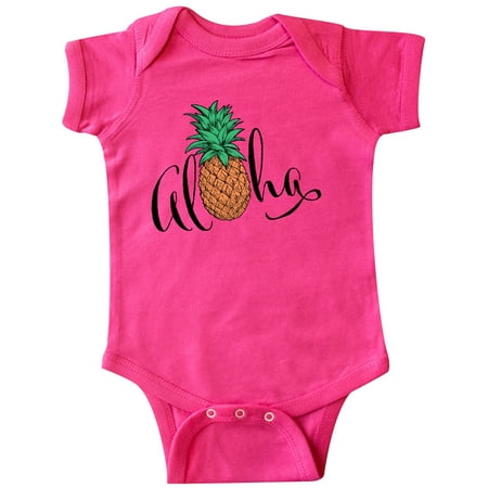 

Inktastic Aloha- in cursive with pineapple Gift Baby Boy or Baby Girl Bodysuit