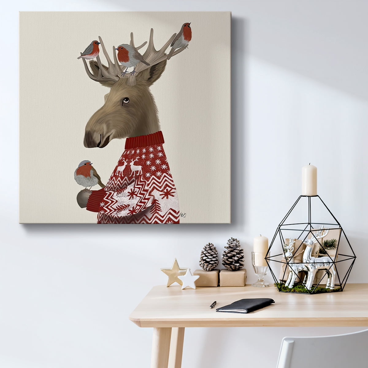 Moose and Robins- Gallery Wrapped Canvas