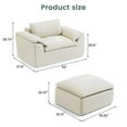 thumbnail image 2 of Fnkosi Lounger Chair Living Room Upholstered Sleeper Chair Cloud Plush Corduroy Reading Chair Movable Ottoman No Assembly Required, Beige, 2 of 6