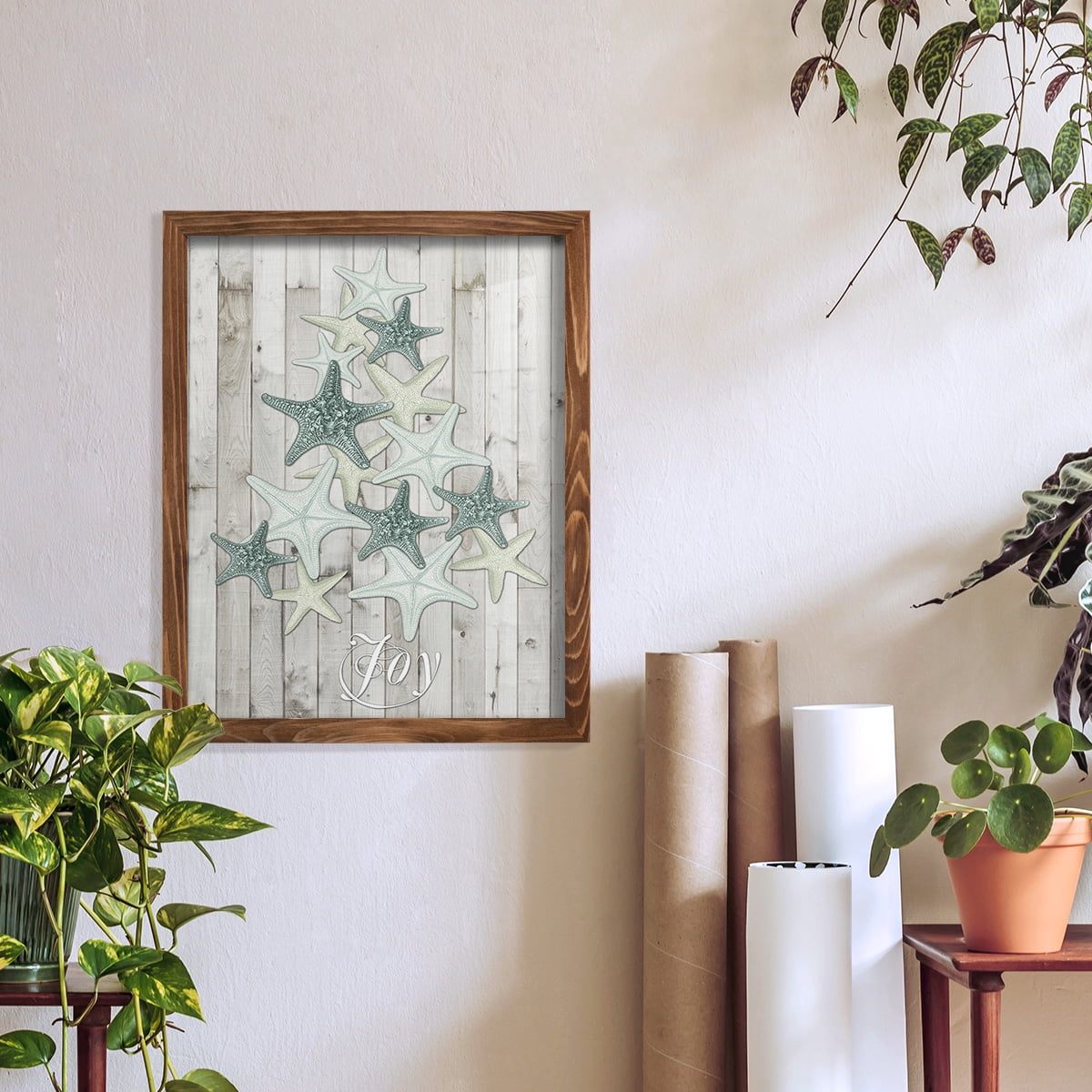 Coastal Christmas III -Framed Print w/glass-Walnut