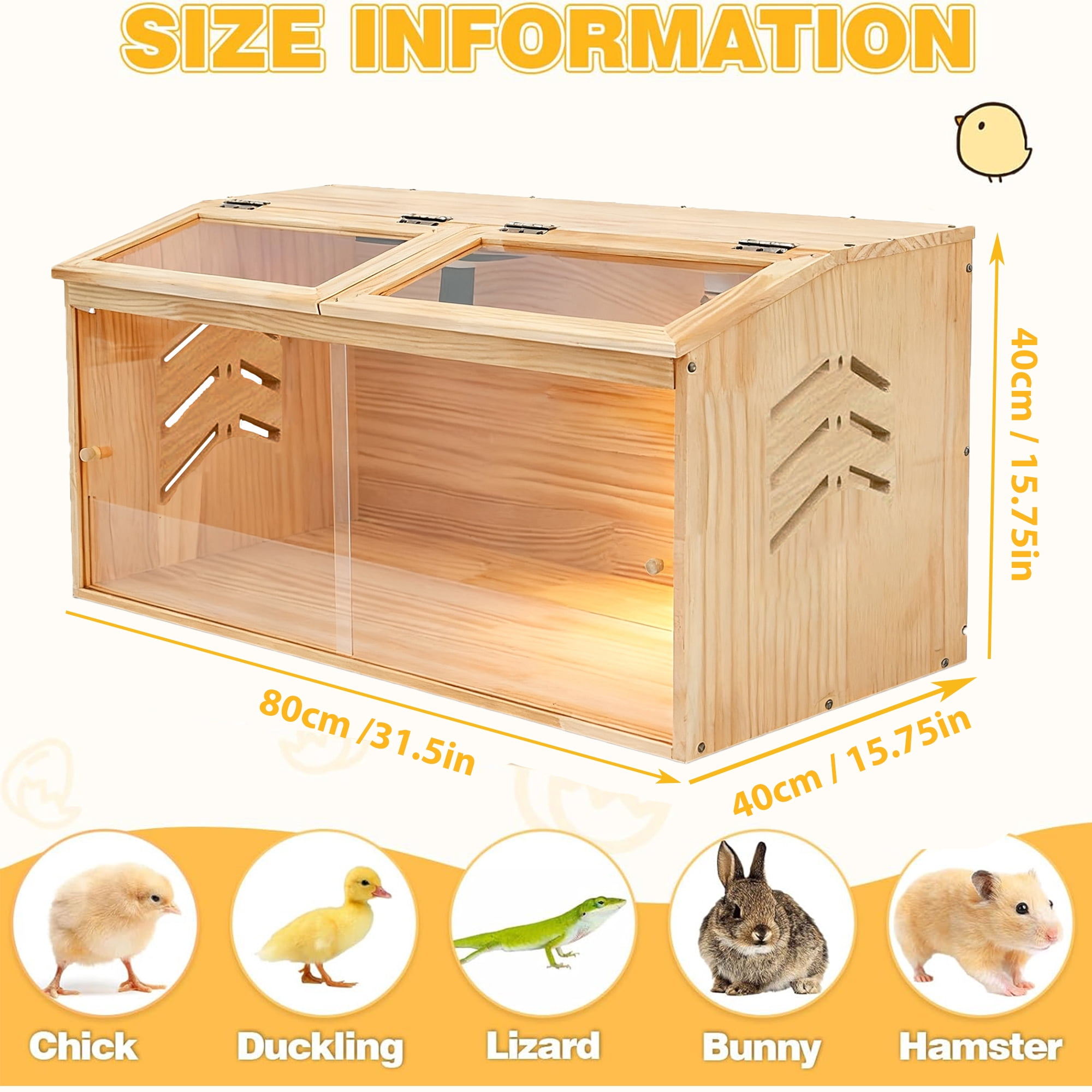 Chicken brooder Box,Chick brooder,brooder Box for Chicks,Small Chicken coop,Baby Chicken Supplies,Chick brooder Box,Quail cage,Quail coop,Measures Approximately 31.5 X 15.7 X 15.7 inches