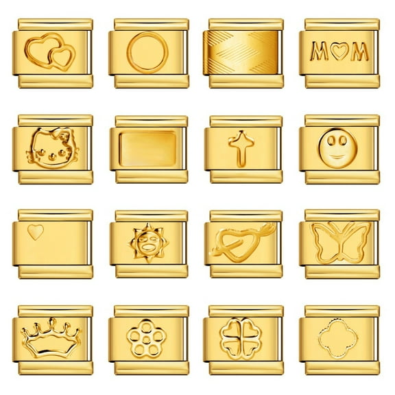 Italian Module Bracelet Titanium Steel Fully Golden Stamping Pattern