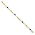 thumbnail image 3 of 18K Yellow Gold Plated Silver Yellow Citrine and Blue Created Sapphire and Lab Grown Diamond Bracelet for Women | 4.21 Cttw | Gemstone November Birthstone | Oval 6X4MM | Length 7.25 inches, 3 of 6
