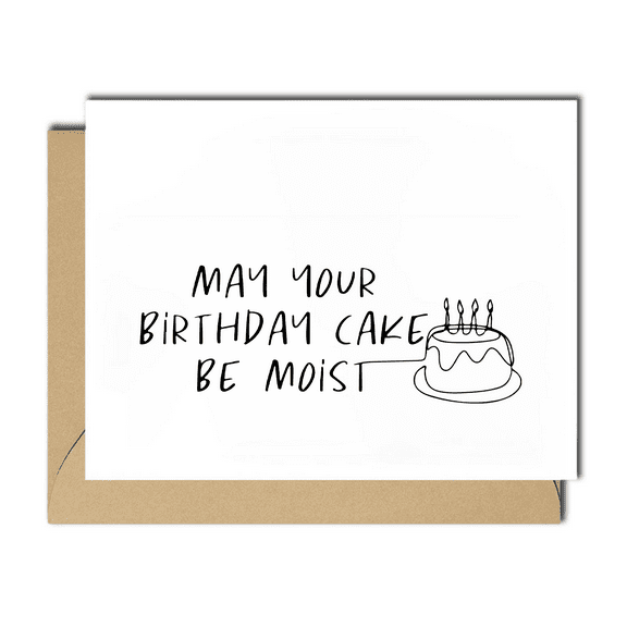 Funny Birthday Card - "May Your Birthday Cake Be Moist" Greeting Card – Blank Inside with Envelope – Perfect for Friends and Family Celebrations