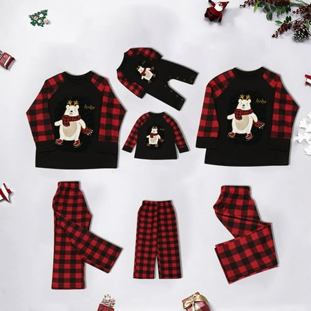 

women Christmas pajamas for family matching outfits son daughter sets soft Black Christmas Men Dad Printed Blouse Tops+Pants Xmas Family Matching Pajamas Set