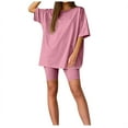 thumbnail image 5 of Womens Two Piece Outfits Short Sleeve Tops Short Pants Running Yoga Sport Sets, 5 of 5