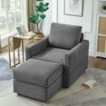 thumbnail image 2 of Updated Classic Corduroy Chaise Lounge, Comfy Sofa Chaise Couch Chair, Upholstered Accent Chair with Ottoman for Living Room -GREY, 2 of 8