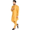 thumbnail image 3 of SKAVIJ Men's Kurta Pajama Set Art Silk Ethnic Wear Dress Gold S, 3 of 6