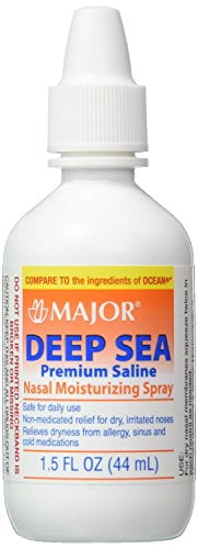 5 Pack Major Deep Sea Premium Saline Nasal Moisturizing Spray 1.5 Oz Each