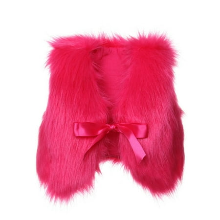 

LNWUY Girls Solid Color Plush Vest Hoodless Children s Mao Mao Shawl Double-Breasted Padded Sleeveless Hoodless Casual Coat Hot Pink 6 Months