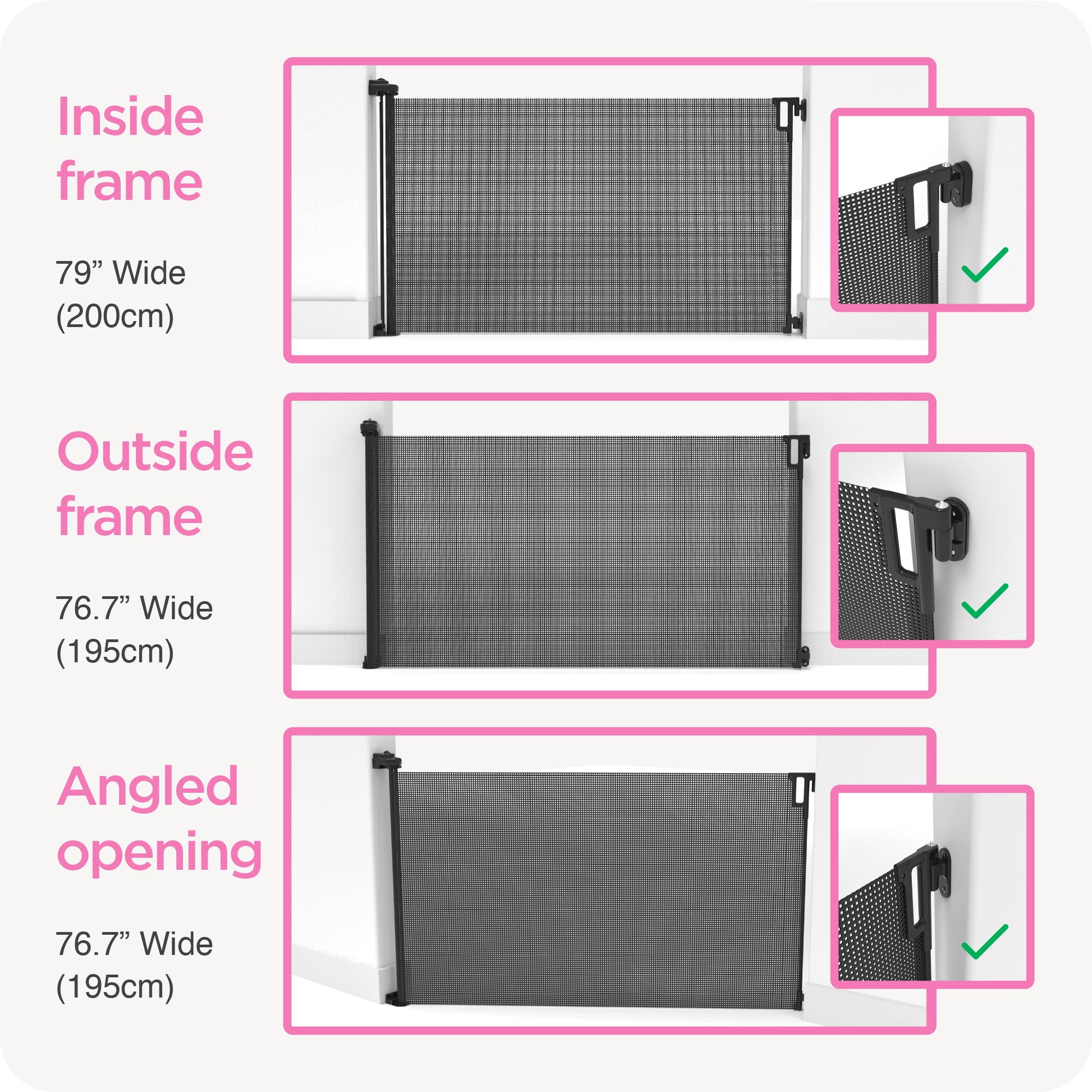 Perma Child Safety 79 in. Wide x 38 in. Tall White Ultimate Retractable Baby Gate