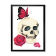 thumbnail image 3 of Designart Skull With Red Rose & Butterfly Modern & Contemporary Framed Wall Art, 3 of 4