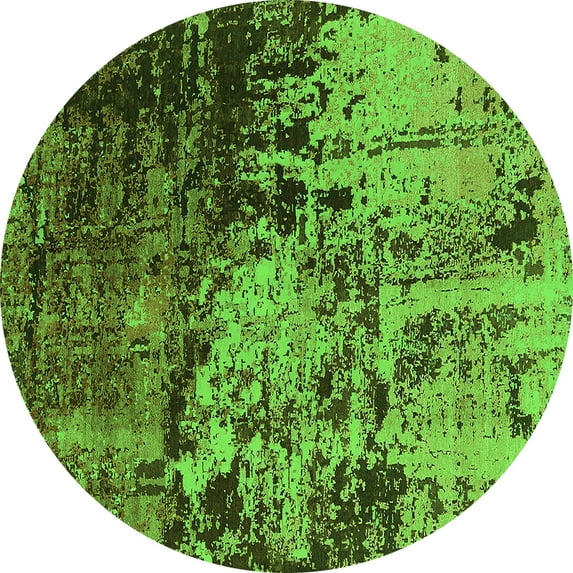 Ahgly Company Indoor Round Oriental Green Industrial Area Rugs, 7' Round