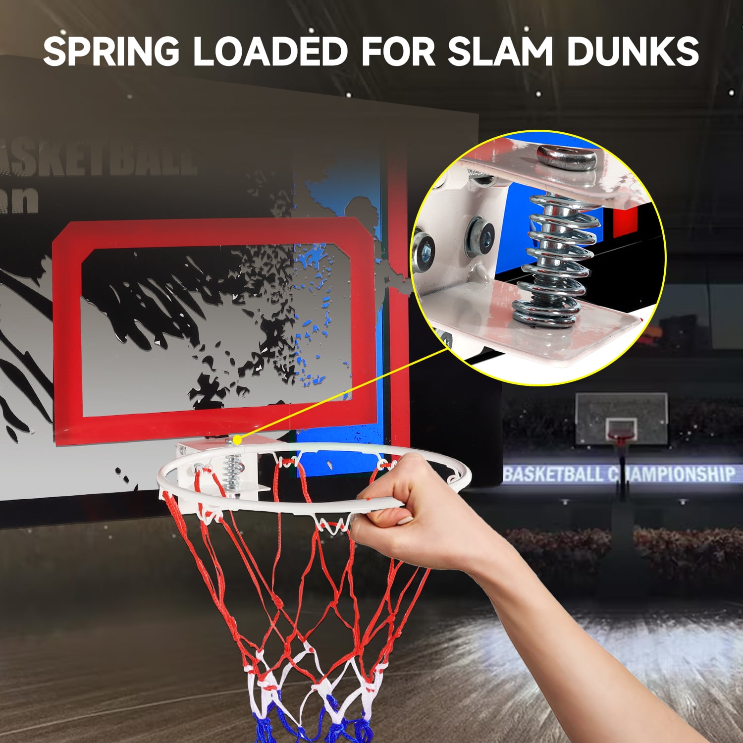 GSE Games & Sports Expert Over-The-Door Large Basketball Hoop Set with Basketball & Pump, Wall-Mounted Basketball Hoop Set for Home & Office, Indoor Basketball Game