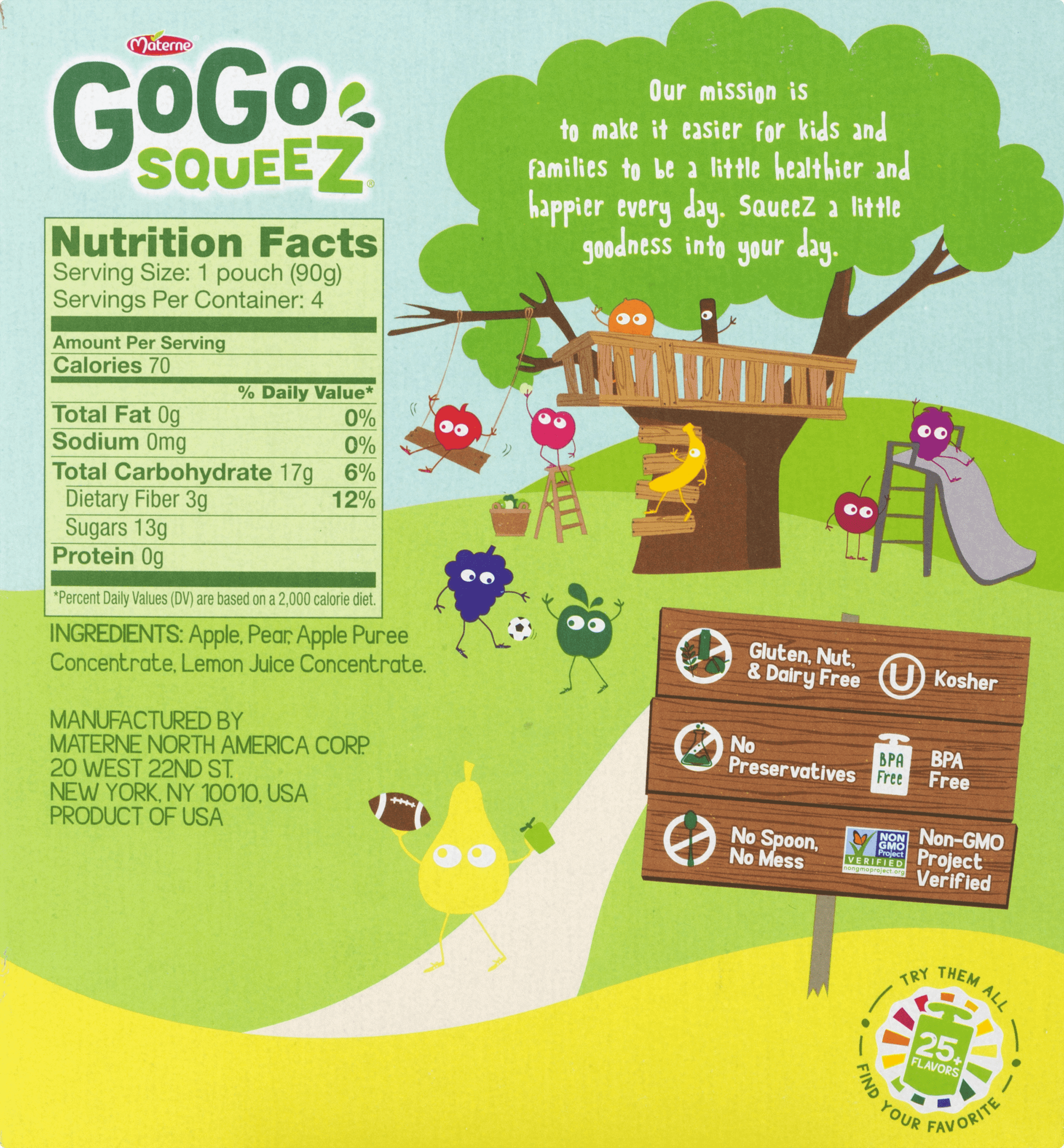 (4 Pack) GoGo Squeez Applesauce Pouches, Pear, 3.2 oz, 4 Pack