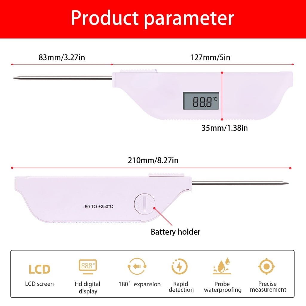 MOMOJIA Digital Thermometer for Cooking, Meat,Liquid, Oil,ScalableProbe ,Magnetic Back, Hold Function,Auto Shut Offs