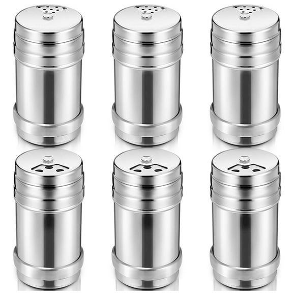 6PCS of Stainless Steel Salt and Pepper with Rotating Lid Sugar Spice Condiments, Seasoning Pot, Condiment Pot, Kitchen