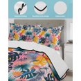 thumbnail image 4 of Palm Leaves Queen Size Down Alternative Comforter, Lightweight Comforter Quilt Bedding Set with Pillow Shams Colorful Tropical Plant Summer Flower All Seasons Bed Comforter Duvet Insert 90"x96", 4 of 7