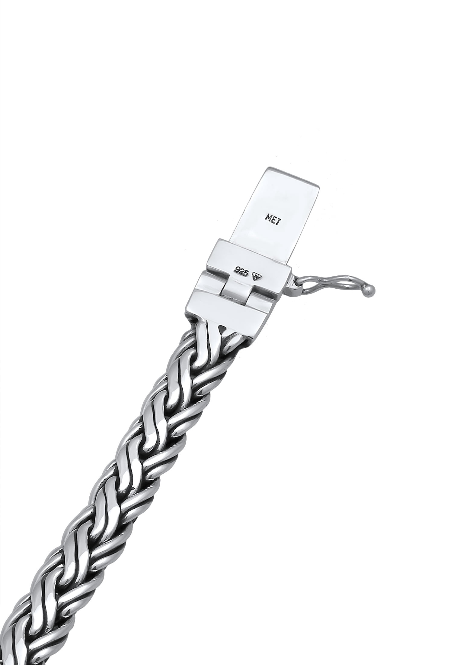 KUZZOI 0.35" Men Braid Bracelet 925 Sterling Silver Safety Clasp