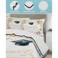 thumbnail image 2 of Full Size Quilt Bedding Set, Congratulations Graduations Reversible Summer Quilt 3 Pieces, Farmhouse Botanical Flowers Lightweight Bedspreads Coverlets with 2 Pillow Shams for All Seasons, 2 of 4