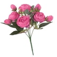 thumbnail image 1 of Ramo de peonías artificiales de seda para centro de mesa de boda, cada ramo mide 28 cm (11 pulgadas). Rosa roja, 1 of 8