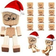 thumbnail image 5 of Cadancy Shaking Wooden Man Figurine Christmas with 12Pcs Magnetic Expressions Christmas Funny Handmade Shak Feet Woodens Doll Cars Ornaments Desktop Home Decoration(Santa Hat), 5 of 7
