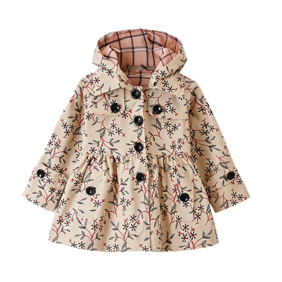 Autumn Girls Thick Mid Length Coat Breast Buttons For Kids Lightweight Layered Windbreaker Outerwear