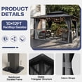 thumbnail image 3 of UDPATIO 10'x12' Hardtop Gazebo, Galvanized Steel Double Roof, Permanent Metal Gazebo for Garden, Outdoor Dining Parties, Grey, 3 of 6
