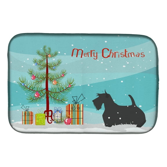 Scottish Terrier Merry Christmas Tree Dish Drying Mat