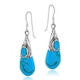 thumbnail image 2 of AeraVida Flourishing Simulated Turquoise Handmade Teardrop .925 Sterling Silver Dangle Earrings for Women Anniversary Jewelry Gift, 2 of 5