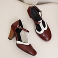 thumbnail image 3 of SACFOF Womne's T-Strap Mary Jane Oxfords Pumps Vintage Mid Kitten Heels Lolita Round Toe Dress Shoes for Wedding Party, 3 of 6