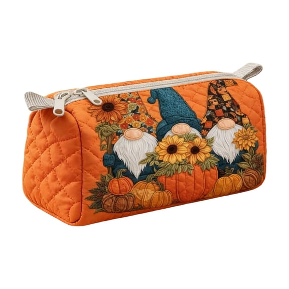 Quilted Makeup Bag, Small Sized Lightweight Fabric Cosmetic Pouch Multipurpose Toiletry Organizer for Women Travel Essentials and Beauty Accessories Storage