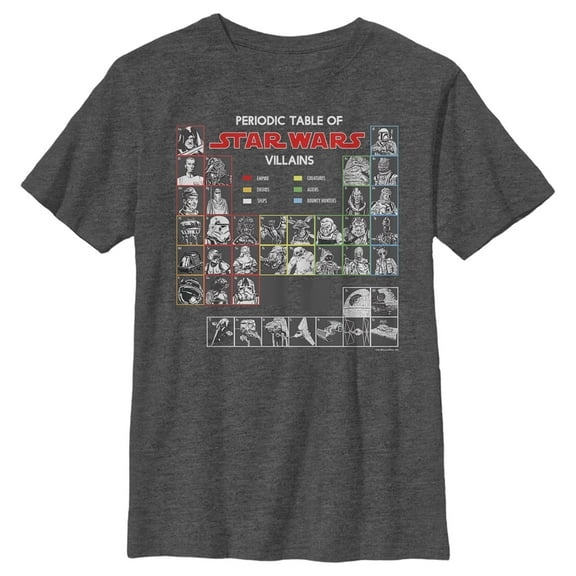 Boy's Star Wars: A New Hope Villain Periodic Table of Elements Graphic Tee Charcoal Heather Small