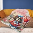 thumbnail image 4 of Happy Valentine’s Day Adorable Newfoundland Puppy Holding Heart Balloon Cozy Fleece Blanket Newfie Dog Lover Gifts Warm Soft Throw Blanket - 00030, 4 of 5