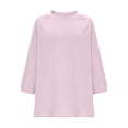 thumbnail image 6 of Htigea Womens Crewneck T-Shirts Solid Color 3/4 Sleeve Tops Casual Loose Fit Pullover Tees Lightweight Daily Shirts Pink S, 6 of 8