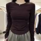 thumbnail image 3 of Camisetas de manga larga para mujer, suéteres ajustados, blusas de cuello redondo de color sólido para mujer, camisas básicas para mujer, camisetas suaves y cálidas, 3 of 5